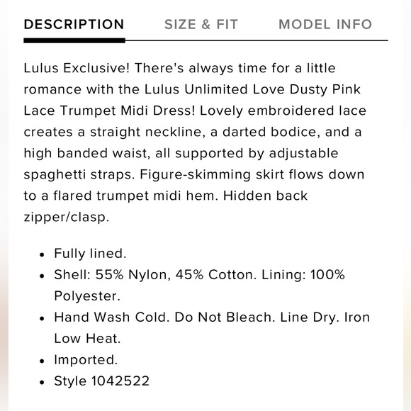 LULU’S | Unlimited Love Dusty Pink Lace Trumpet Midi Dress SIZE L - Picture 13 of 14